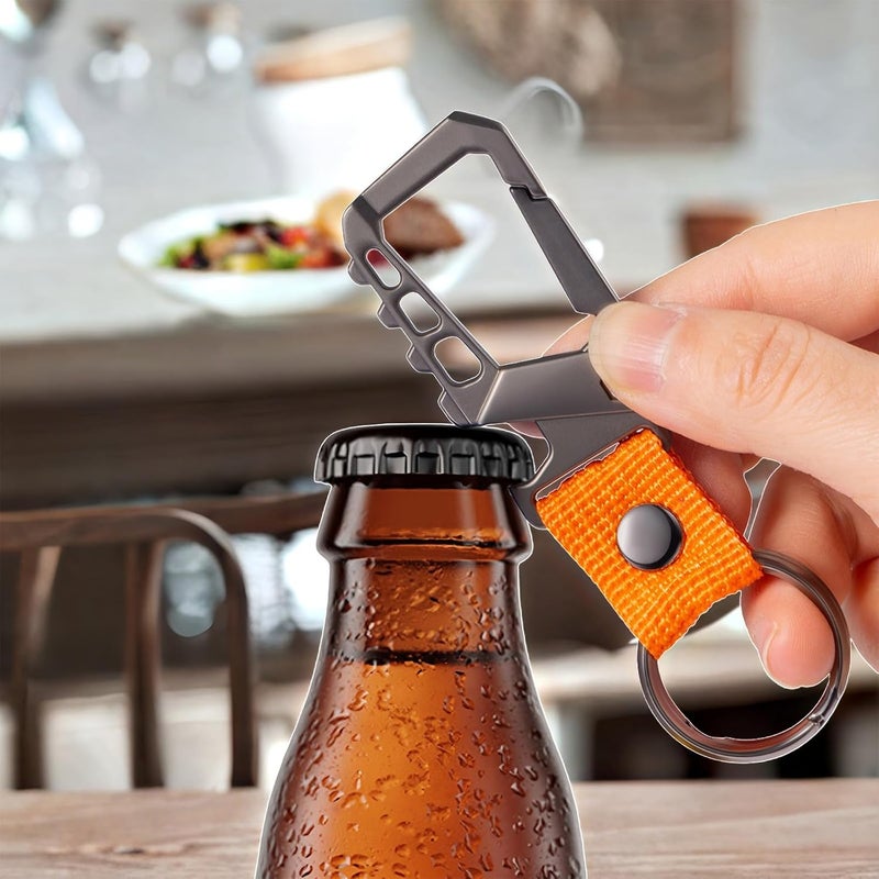 Pxvikis Metal heavy duty key chain carabiner clip bottle opener wrist lanyard ring car key fob unisex for men and women - Image 3